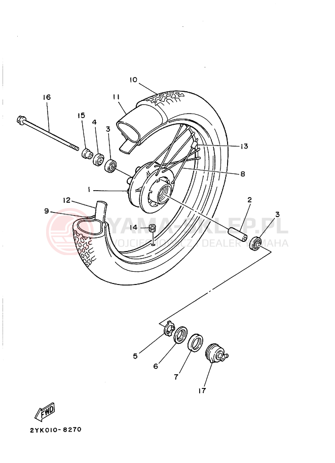 Schemat "Koło przód" do Yamaha TDR250