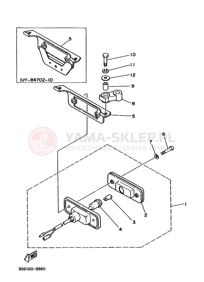Schemat "lampa tył" do Yamaha YFZ350