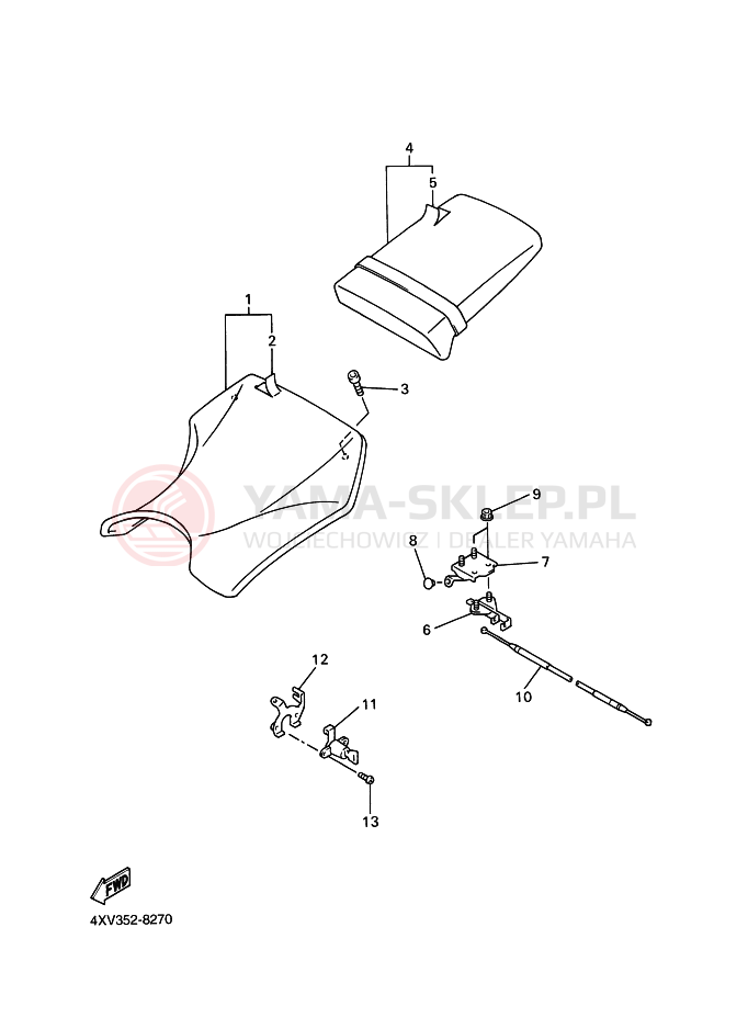 Schemat "siedzenie" do Yamaha YZF-R1 R1