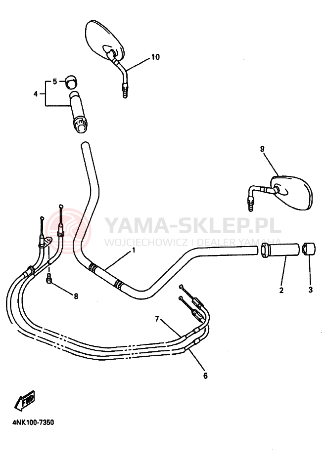 Schemat "Kierownica i osprzęt" do Yamaha XVZ13AT ROYALSTAR TOUR CLASSIC