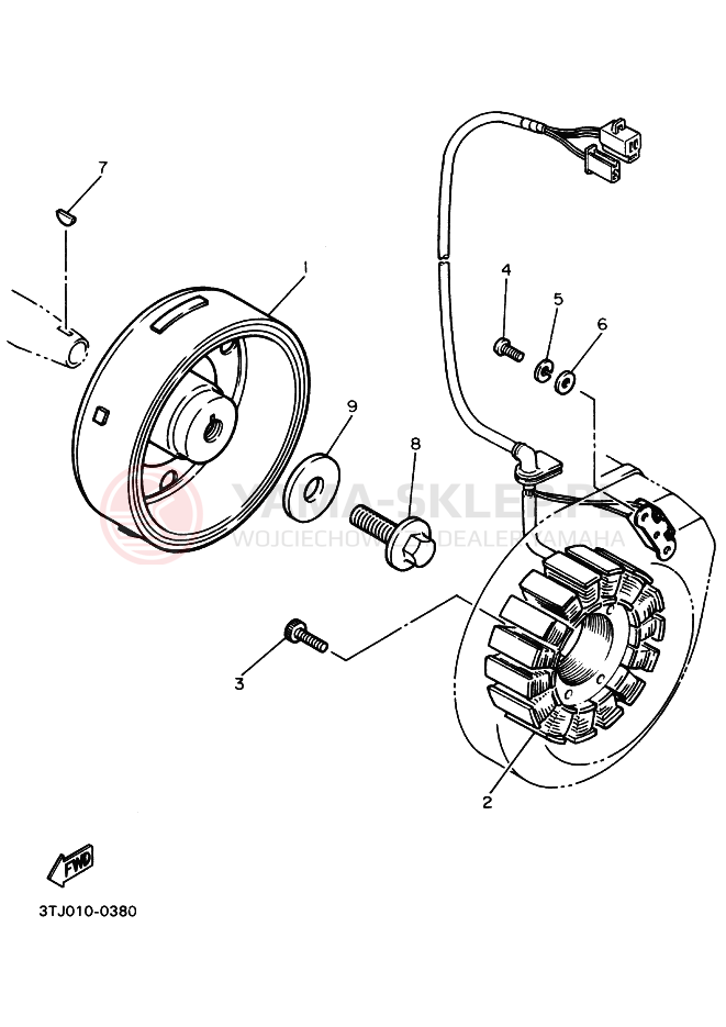Schemat "prądnica" do Yamaha FZR400RR