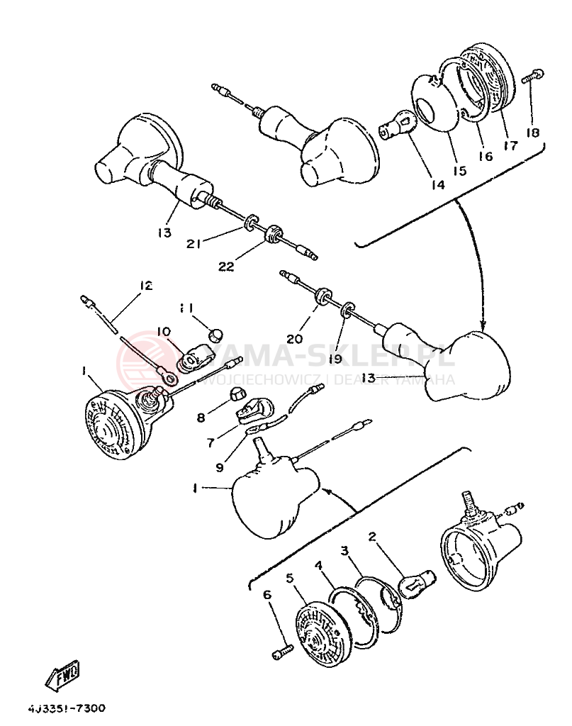 Schemat "kierunkowskazy" do Yamaha DT125-MX