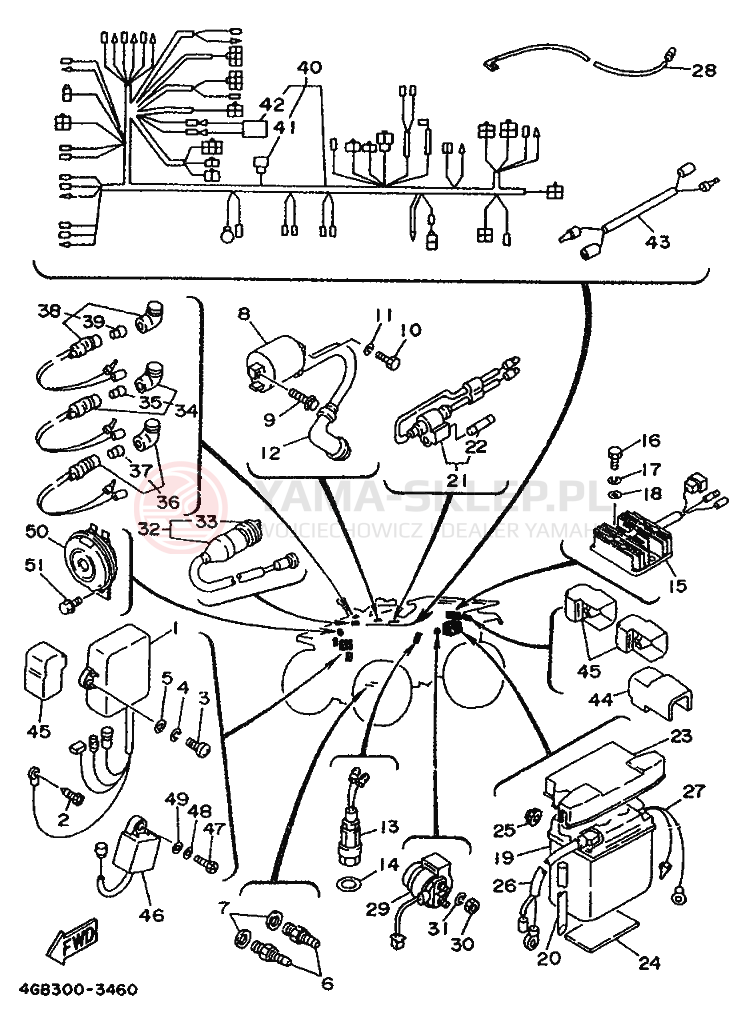 Schemat "układ elektryczny" do Yamaha KODIAK 400