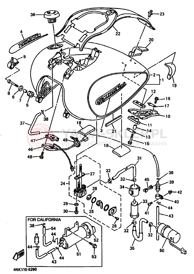 Schemat "zbiornik paliwa" do Yamaha XVZ13A ROYAL STAR
