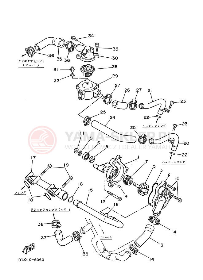 Schemat "Pompa wody" do Yamaha FZR250