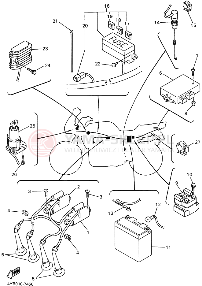 Schemat "układ elektryczny" do Yamaha FZ400