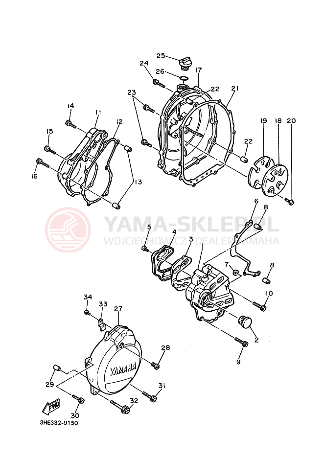 Schemat "Pokrywa silnika" do Yamaha FZR600 GENESIS