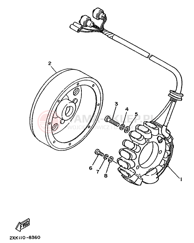 Schemat "prądnica" do Yamaha WARRIOR