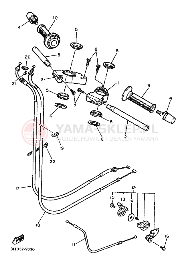 Schemat "Kierownica i osprzęt" do Yamaha FZR1000
