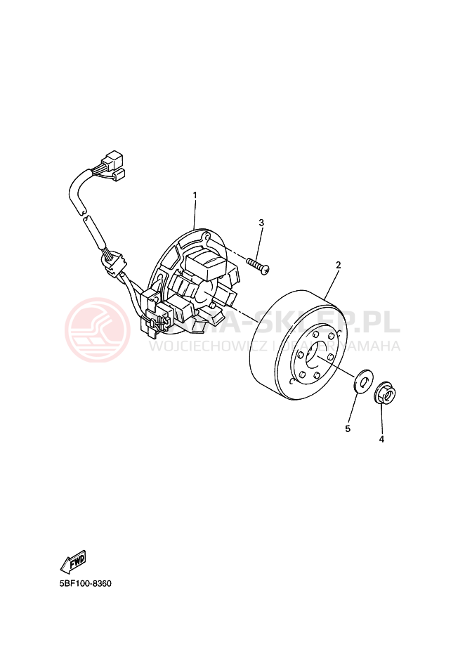 Schemat "prądnica" do Yamaha WR400F