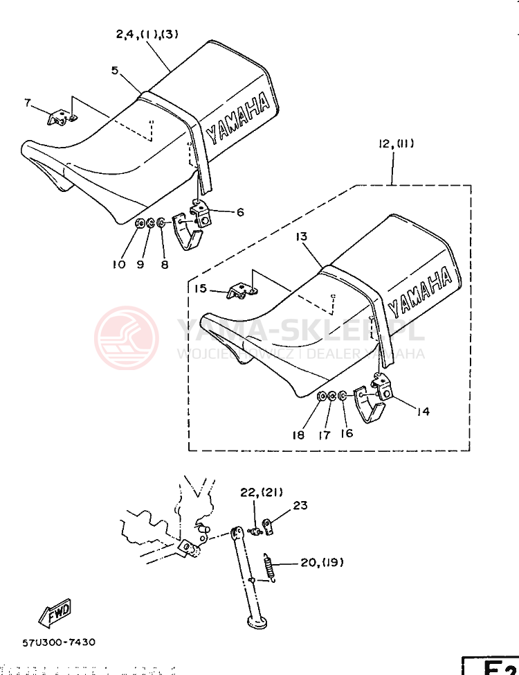 Schemat "Zawieszenie przód" do Yamaha DT125LC