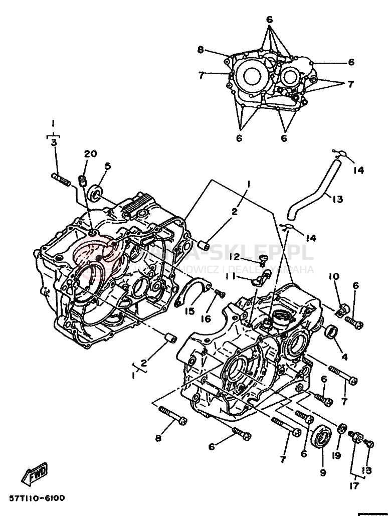 Schemat "Obudowa silnika" do Yamaha XT350