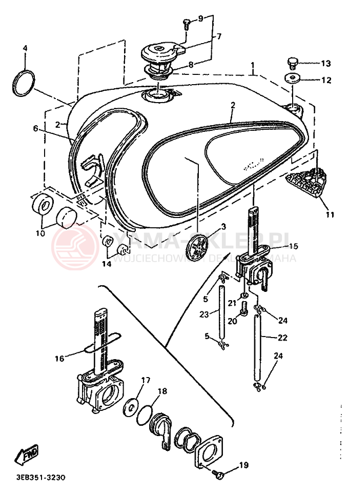 Schemat "zbiornik paliwa" do Yamaha SR500