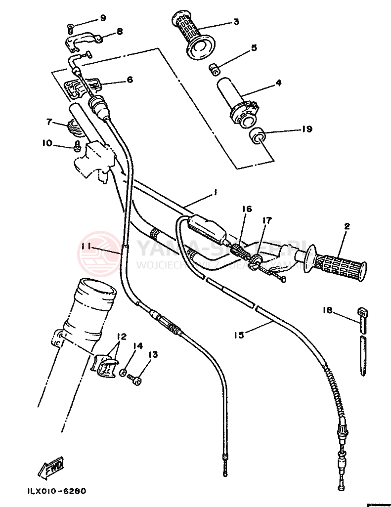 Schemat "Kierownica i osprzęt" do Yamaha YZ125S