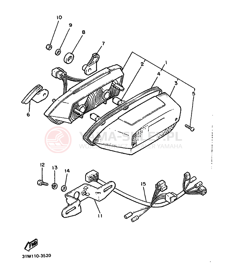 Schemat "Oświetlenie tył" do Yamaha XVZ12TD VENTURE ROYAL