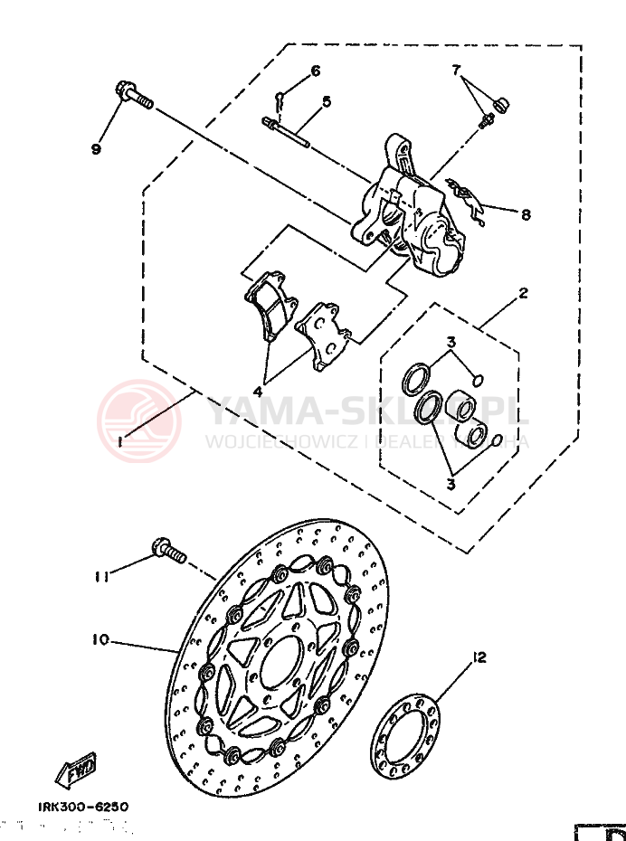 Schemat "Koło przód" do Yamaha TZ250