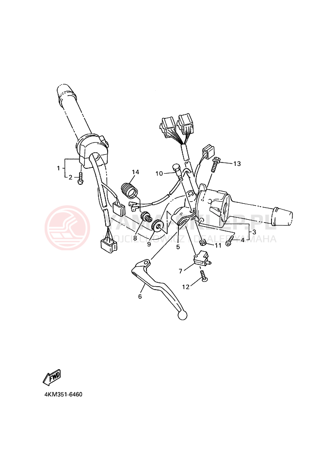 Schemat "Kierownica i osprzęt" do Yamaha XJ900S DIVERSION