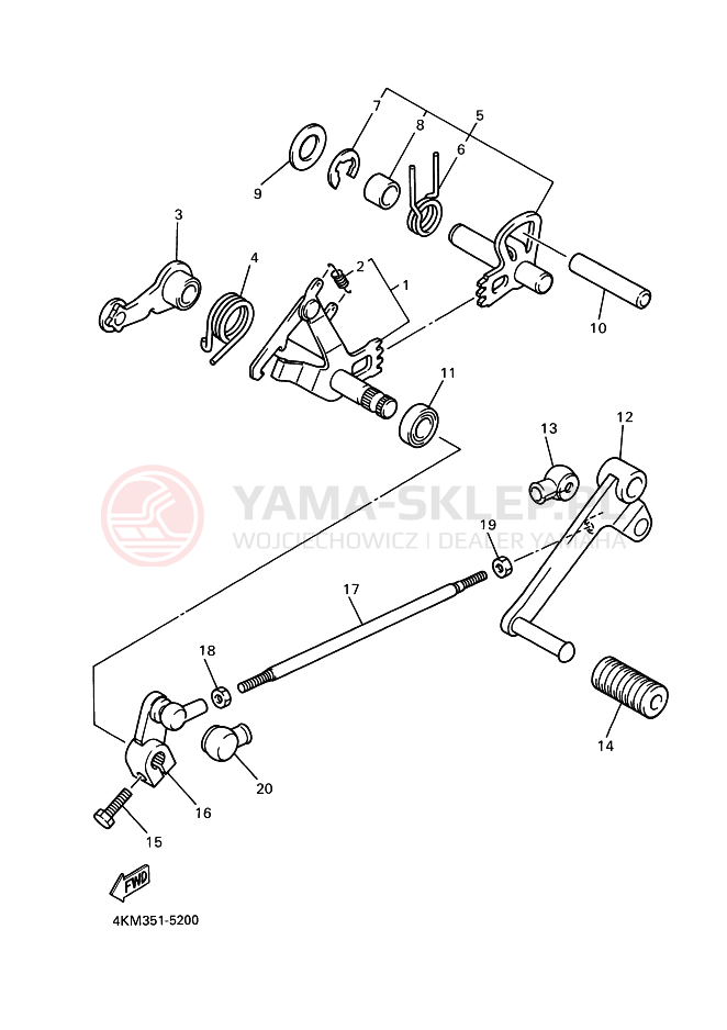 Schemat "Dźwignia zmiany biegów, wałek" do Yamaha XJ900S DIVERSION