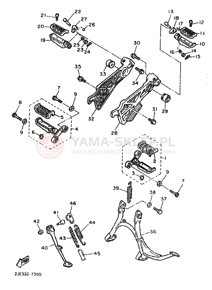 Schemat "Stopka postojowa i podnóżki" do Yamaha FZX750
