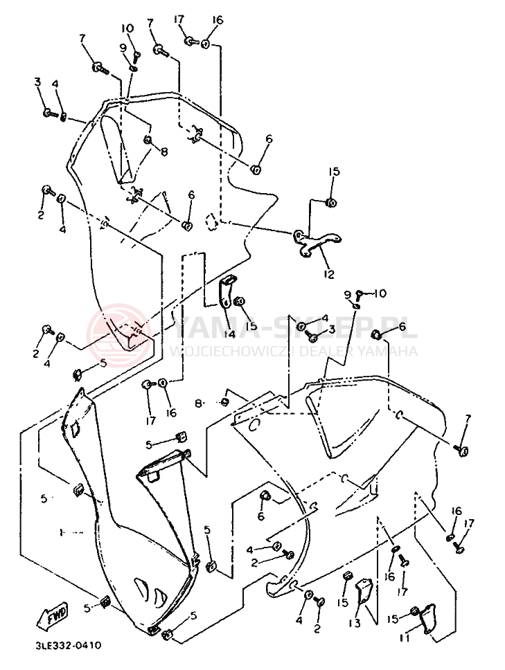Schemat "elementy nadwozia" do Yamaha FZR1000