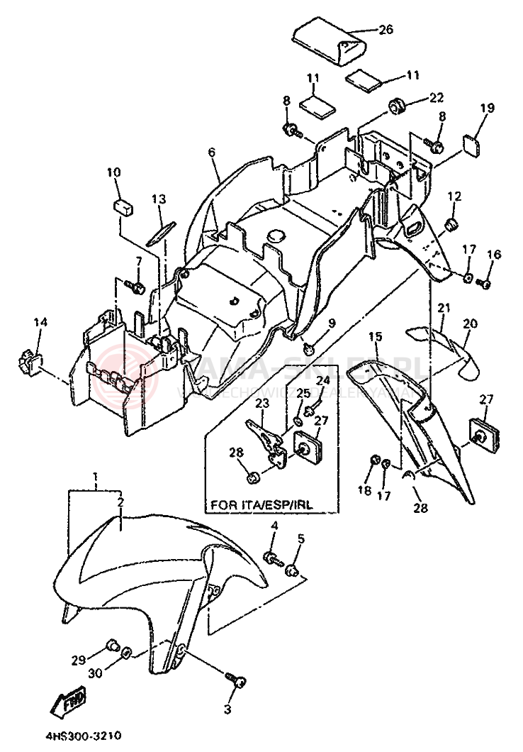 Schemat "błotnik" do Yamaha YZF750SP