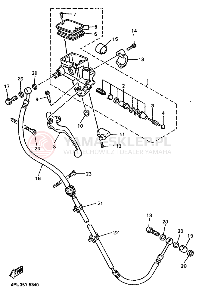 Schemat "CYLINDER MASTER" do Yamaha XJR1200