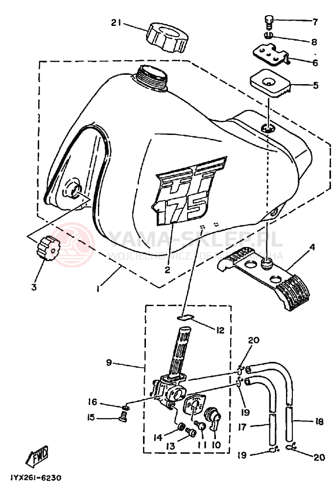 Schemat "zbiornik paliwa" do Yamaha DT175 DT175B