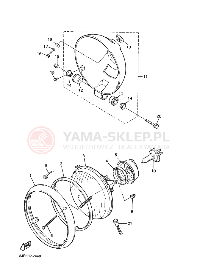 Schemat "Lampa przód" do Yamaha VMX12 VMAX