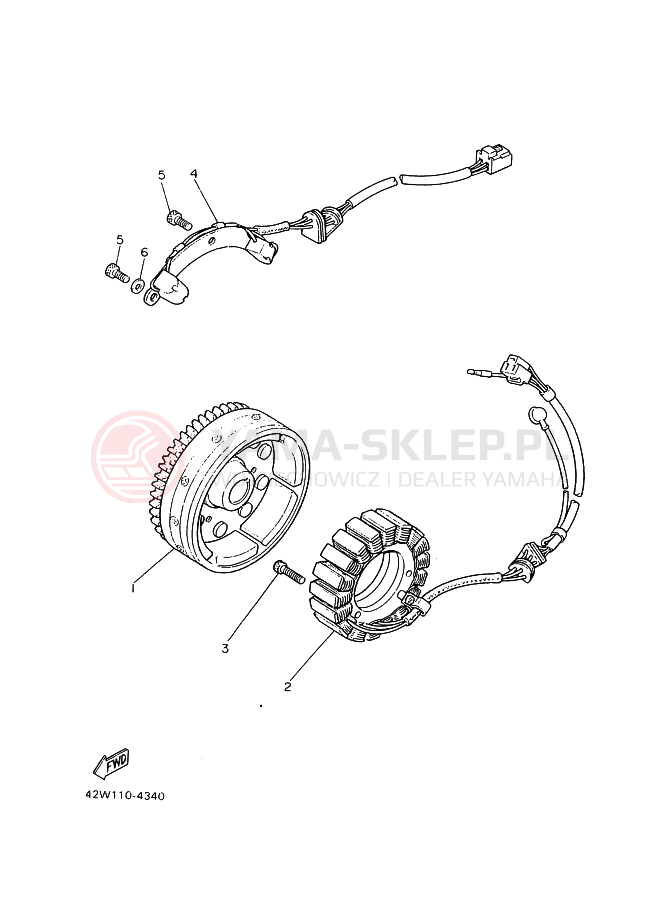 Schemat "prądnica" do Yamaha XV1100 VIRAGO