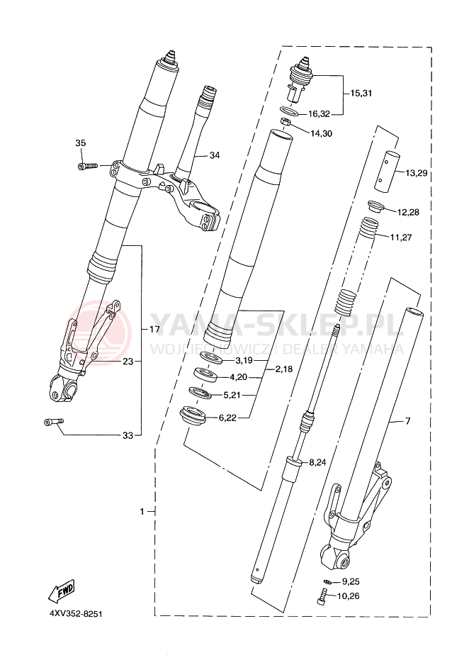 Schemat "Amortyzatory przód" do Yamaha YZF-R1 R1