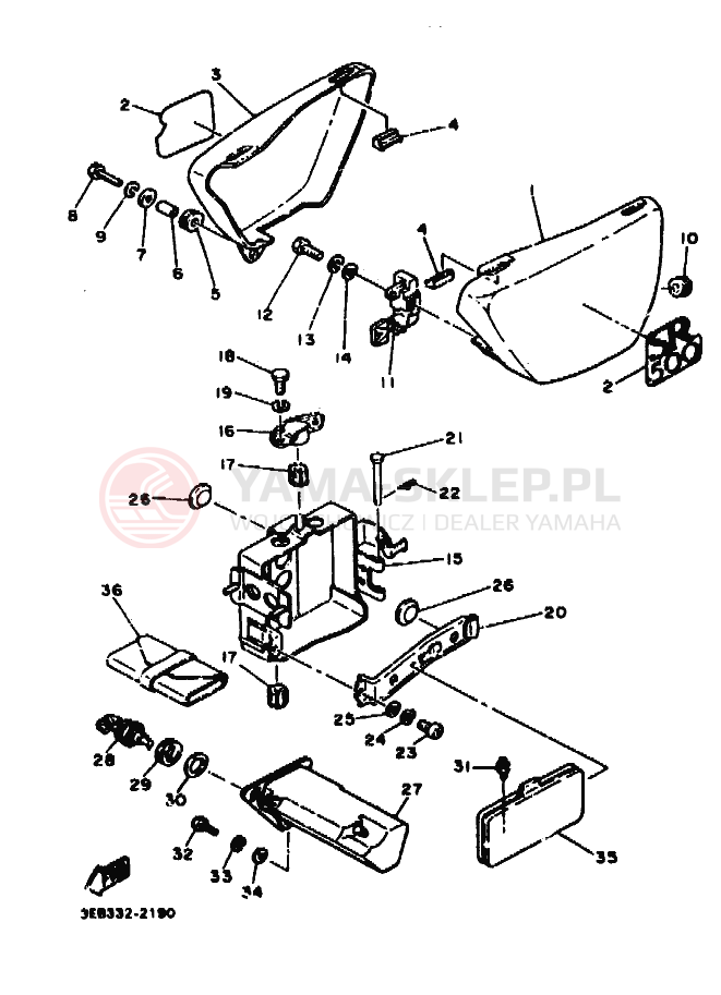 Schemat "Pokrywa boczna" do Yamaha SR500