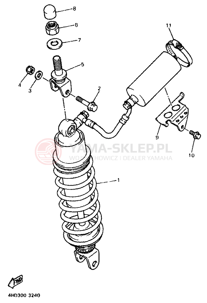 Schemat "zawieszenie tył" do Yamaha YZF750R