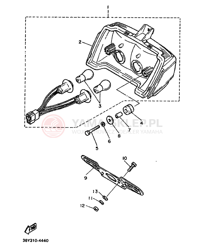 Schemat "Oświetlenie tył" do Yamaha FJ1200