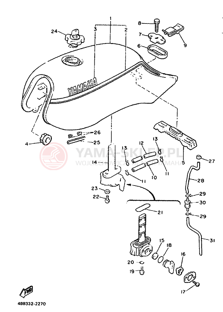 Schemat "zbiornik paliwa" do Yamaha XJ900