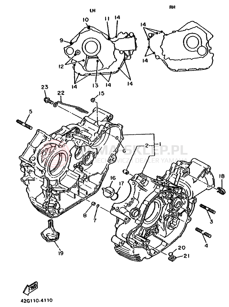 Schemat "Pokrywa silnika" do Yamaha XV1100 VIRAGO