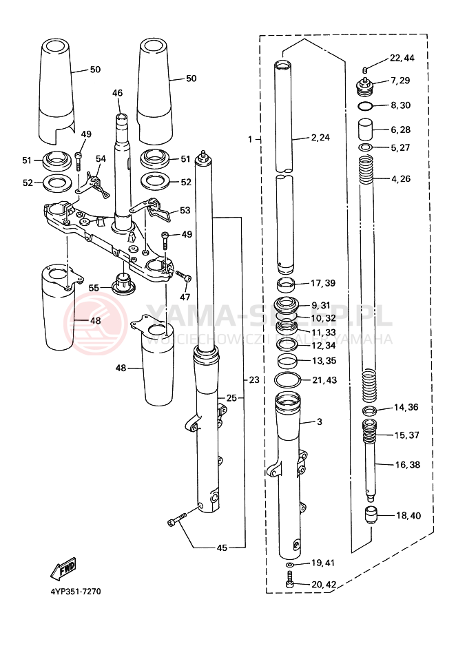 Schemat "Amortyzatory przód" do Yamaha XVZ1300A ROYALSTAR