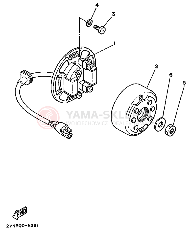 Schemat "prądnica" do Yamaha YZ125