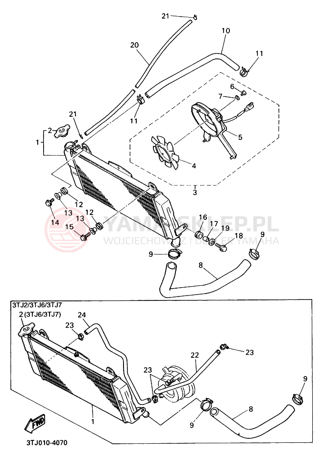 Schemat "Układ chlodzenia" do Yamaha FZR400RR-SP