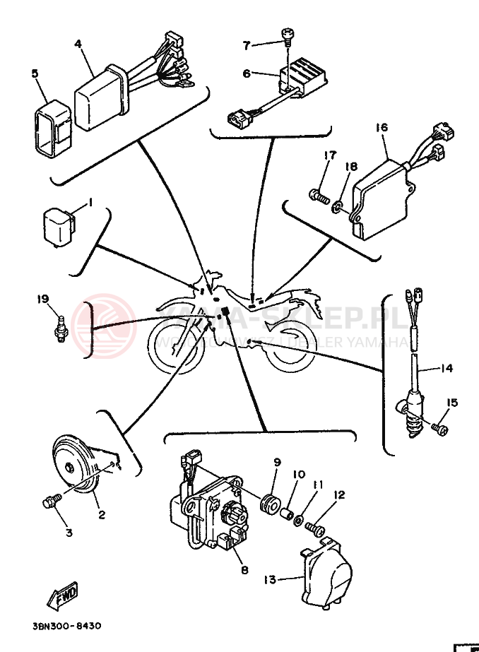 Schemat "układ elektryczny" do Yamaha DT125R