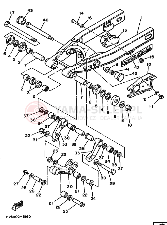 Schemat "wahacz" do Yamaha YZ250