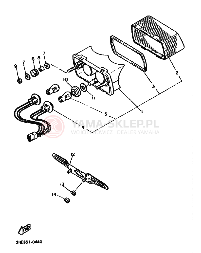 Schemat "lampa tył" do Yamaha FZR600 GENESIS