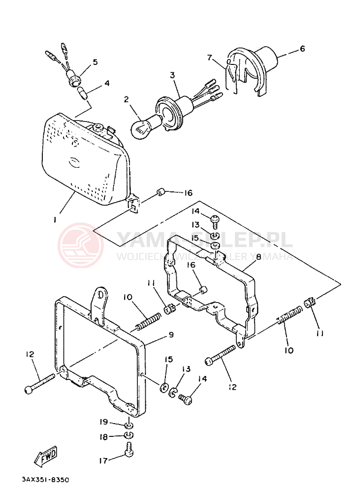 Schemat "Lampa przód" do Yamaha YSR80
