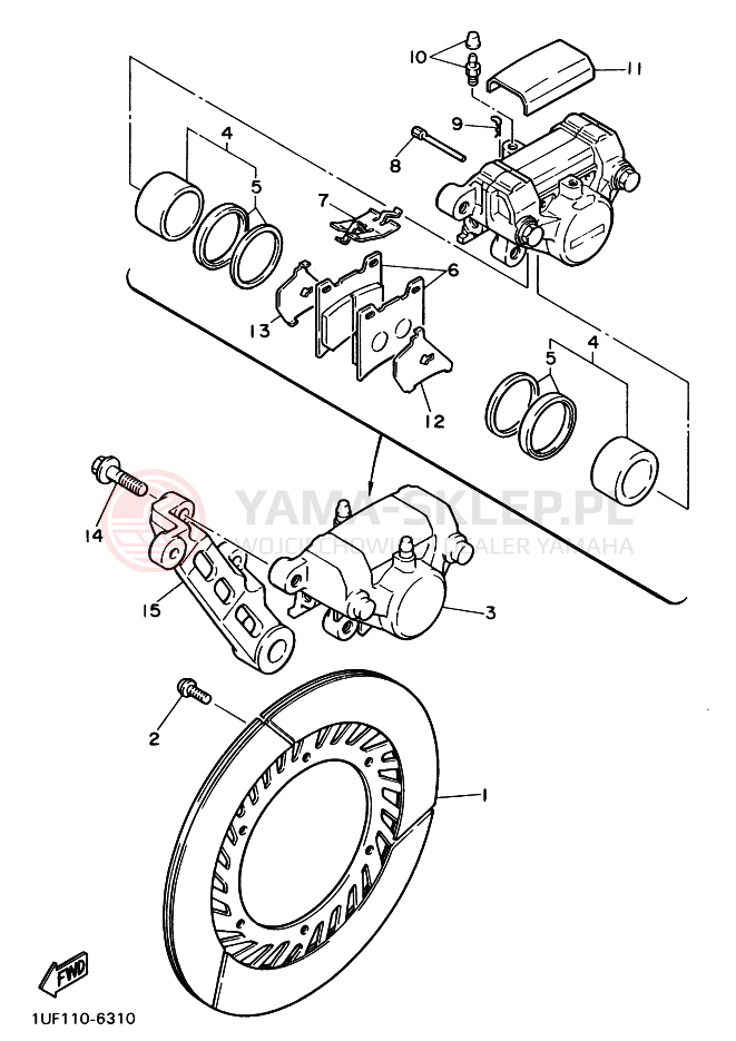 Schemat "Zacisk hamulcowy tylny" do Yamaha FZX750
