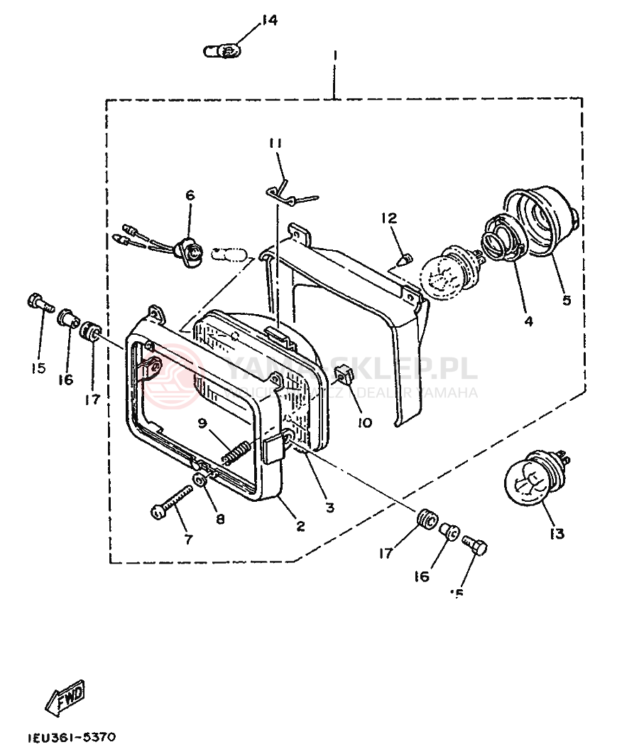 Schemat "Lampa przód" do Yamaha XT350
