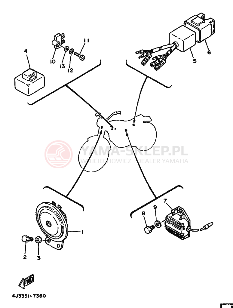 Schemat "układ elektryczny" do Yamaha DT125MX
