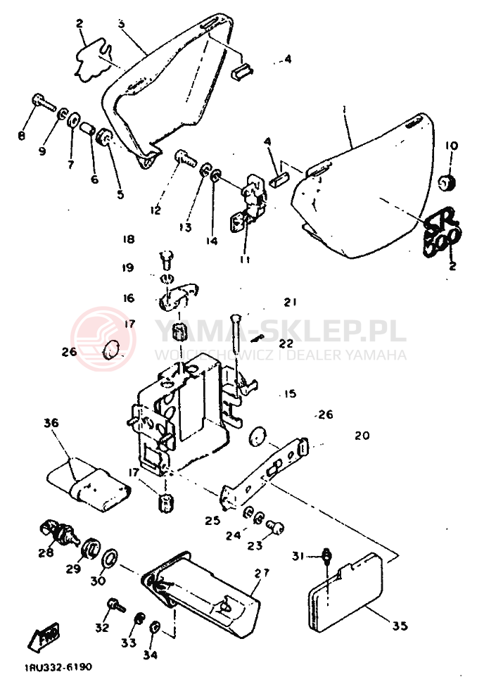 Schemat "Pokrywa boczna" do Yamaha SR500