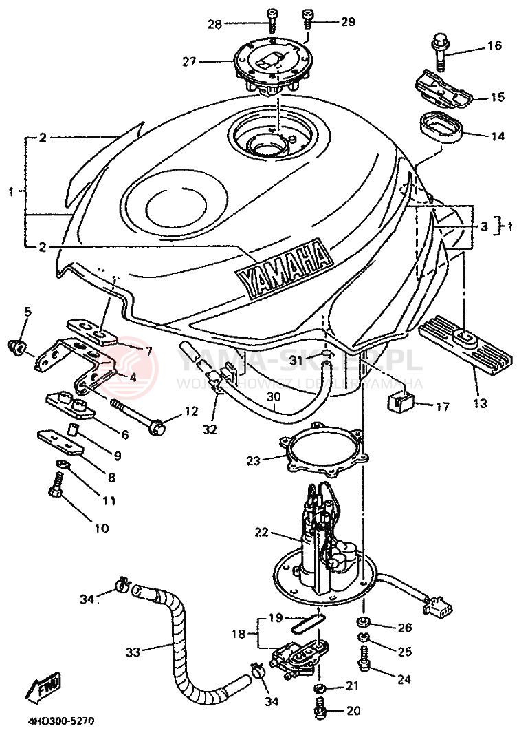 Schemat "zbiornik paliwa" do Yamaha YZF750R