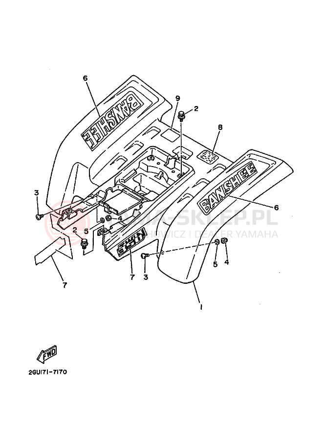 Schemat "Tylny błotnik" do Yamaha BANSHEE