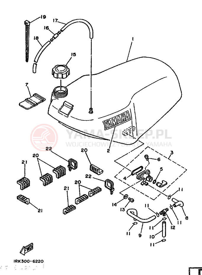 Schemat "zbiornik paliwa" do Yamaha TZ250