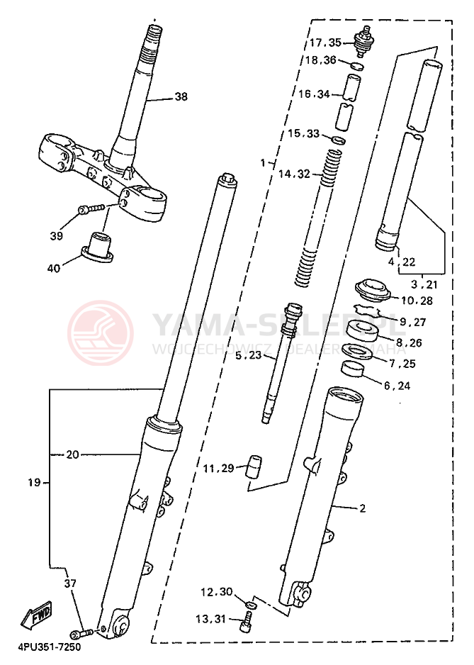 Schemat "Amortyzatory przód" do Yamaha XJR1200SP